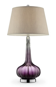 30" Purple Metal Bedside Table Lamp With Beige Shade - 606114541271 30" Purple Metal Bedside Table Lamp With Beige Shade - 606114541271