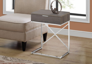 18.2" x 12.8" x 23.5" Dark Taupe Particle Board Metal Accent Table - 4512839707051 18.2" x 12.8" x 23.5" Dark Taupe Particle Board Metal Accent Table - 4512839707051