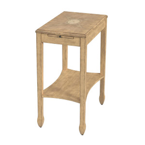 Homeroots Living Room 25" Beige Manufactured Wood Rectangular End Table with Shelf