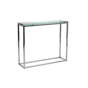 Geo Rectangle Clear Glass and Chrome Console Table - 808230088344 - 808230088344