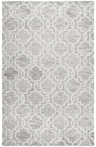 5' X 8' Gray And Ivory Wool Geometric Tufted Handmade Stain Resistant Area Rug - 606114114895 5' X 8' Gray And Ivory Wool Geometric Tufted Handmade Stain Resistant Area Rug - 606114114895