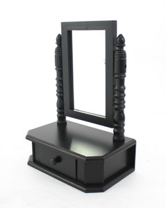 Homeroots Furniture Traditional Drawer Table Mirror, Black Finish, 8.5 x 14 x 20 Inches