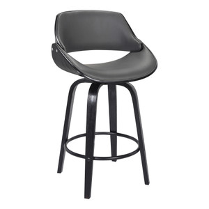 38" Gray Faux Leather And Iron Swivel Counter Height Bar Chair - 606114087465 38" Gray Faux Leather And Iron Swivel Counter Height Bar Chair - 606114087465