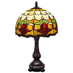 19" Tiffany Style Red Tulips Table Lamp - 606114645030 19" Tiffany Style Red Tulips Table Lamp - 606114645030