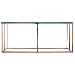 Homeroots Living Room 42" Champagne Glass and Metal Geometric Coffee Table, Champagne Finish