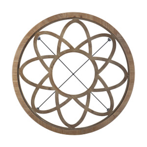 33" Floral Design Glass Top Round Coffee Table - 808230104266