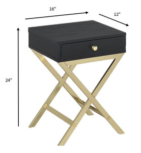 Black Brass Single Drawer Side Table - 689211805491 Black Brass Single Drawer Side Table - 689211805491