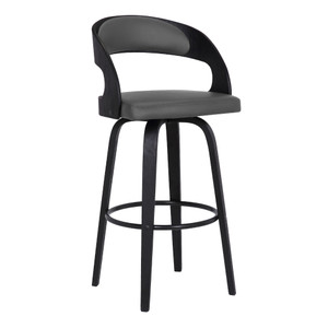 37" Gray Faux Leather And Iron Swivel Counter Height Bar Chair - 606114087502 37" Gray Faux Leather And Iron Swivel Counter Height Bar Chair - 606114087502