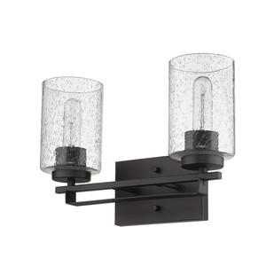 Bronze Metal and Textured Glass Two Light Wall Sconce - 808230013100