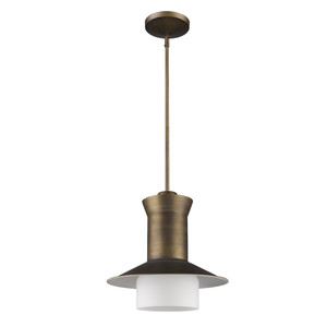 Greta 1-Light Raw Brass Pendant With Gloss White Interior And Etched Glass Shade - 808230009424