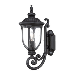 Matte Black Cast Aluminum Glass Lantern Wall Light - 808230011311