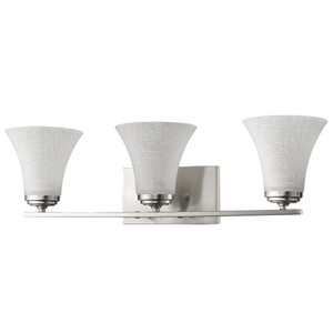 Three Light Silver Wall Light with Tapered Glass Shade - 808230013735