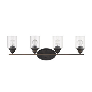Four Light Bronze Wall Light with Clear Glass Shade - 808230014046