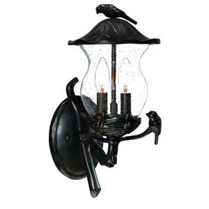 Matte Black Bird Detail Lantern Wall Light - 808230075238