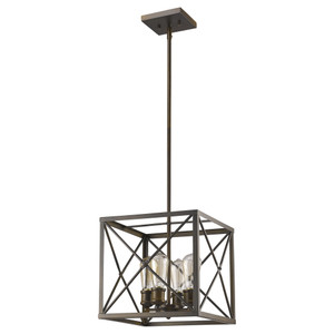 Brooklyn 4-Light Oil-Rubbed Bronze Pendant With Metal Framework Shade - 808230007901