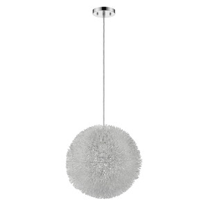 Luminary 1-Light Metallic Silver Pendant With Hand Woven Aluminum Wire Shade (12") - 808230006539