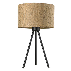 21.8" Matte Black Cork Shade Table Lamp - 808230017757