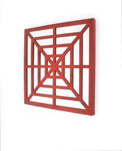 1.25 X 23.25 X 23.25 Red Mirrored Wooden Wall Decor - 689805005740