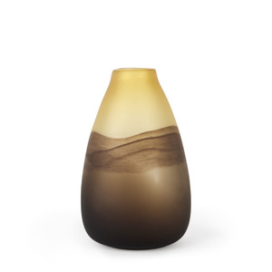 11" Brown and Beige Smoky Sand Dunes Glass Vase - 808230001206