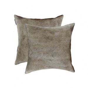 18" X 18" X 5" Gray Cowhide - Pillow 2-Pack - 614486227761