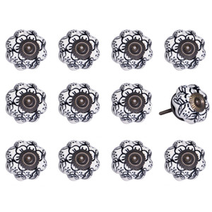 1.5" X 1.5" X 1.5" White Black And Gold Knobs 12 Pack - 614486198191