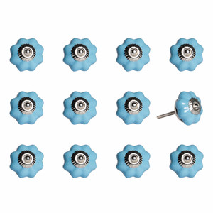 1.5" X 1.5" X 1.5" Light Blue And Silver Knobs 12 Pack - 614486198320