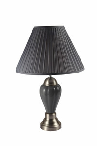 27" Gray Metal Bedside Table Lamp With Gray Shade - 606114541974
