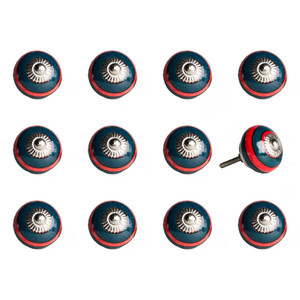 1.5" x 1.5" x 1.5" Ceramic Metal Navy and Red 12 Pack Knob - 4512839594651