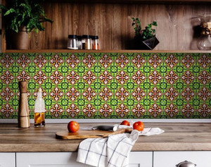 8" X 8" Green Leva Removable Peel and Stick Tiles - 808230086159