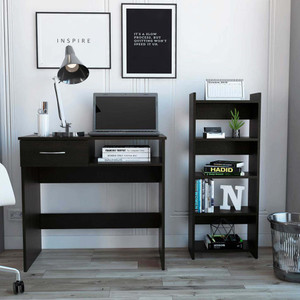 Mod Black Desk and Bookshelf Set - 808230121034