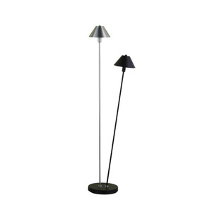 48" Nickel Two Lights LED Novelty Floor Lamp With Black And Silver Empire Shade - 606114540786