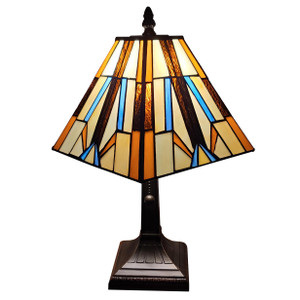 16" Tiffany Style Mission Style Squared Shade Table Lamp - 606114644989