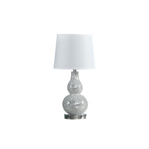 20” Silver Mirrored Crackle Glass Mosaic Curvy Table Lamp - 606114593515 20” Silver Mirrored Crackle Glass Mosaic Curvy Table Lamp - 606114593515
