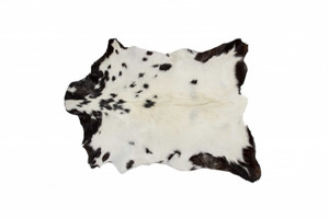 2" X 3" White And Black Calfskin - Area Rug - 614486174881