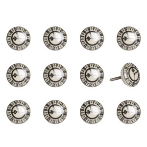 1.5" X 1.5" X 1.5" Cream Black And Gray Knobs 12 Pack - 614486198344