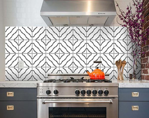 6" X 6" Black and White XL Prism Peel and Stick Removable Tiles - 808230082335