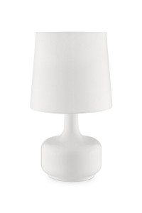 17" White Metal Bedside Table Lamp With Off-White Shade - 606114543589