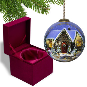 Home for Christmas Hand Painted Mouth Blown Glass Ornament - 606114637561