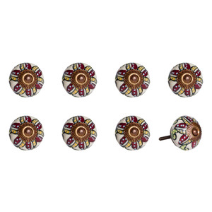 1.5" x 1.5" x 1.5" Ceramic Metal Multicolor 8 Pack Knob - 4512839595153