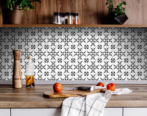 8" X 8" Black and White Delia Peel and Stick Removable Tiles - 808230082106