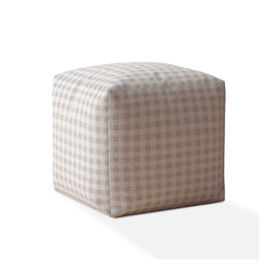 17" Grey Cotton Gingham Pouf Ottoman - 606114665007 17" Grey Cotton Gingham Pouf Ottoman - 606114665007