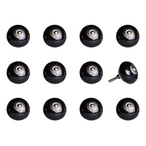 1.5" x 1.5" x 1.5" Ceramic Metal Black 12 Pack Knob - 4512839594705