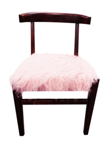 21" Blush Faux Fur And Dark Brown Solid Color Side Chair - 606114156857 21" Blush Faux Fur And Dark Brown Solid Color Side Chair - 606114156857