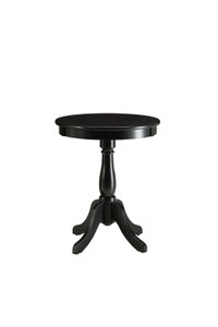 22" Black Wood Round Pedestal End Table