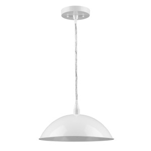 White Metal Hanging Light with Dome Shade - 808230008755