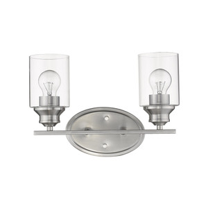 Two Light Silver Wall Light with Clear Glass Shade - 808230013995 Two Light Silver Wall Light with Clear Glass Shade - 808230013995