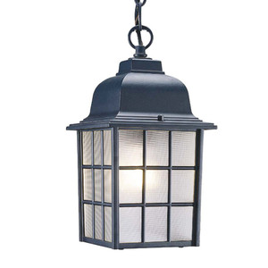 Matte Black Window Pane Lantern Hanging Light - 808230006317