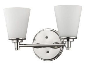 Two Light Silver Wall Light with Frosted Glass Shade - 808230013636