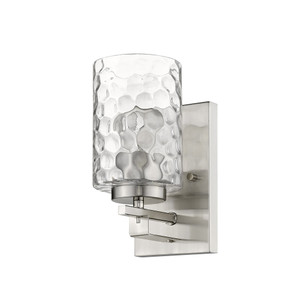 Silver Metal and Pebbled Glass Wall Sconce - 808230012790