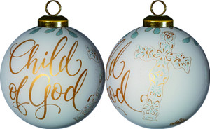 White and Gold Child of God Hand Painted Mouth Blown Glass Ornament - 606114637974 White and Gold Child of God Hand Painted Mouth Blown Glass Ornament - 606114637974
